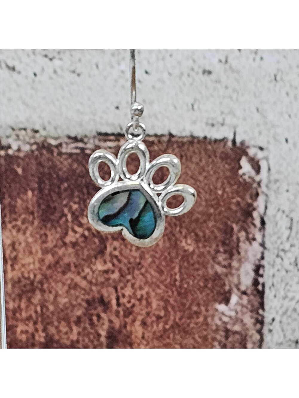 THAI FAS 925 Sterling Silver Abalone Paw Print Earrings – Pet Lover Gift